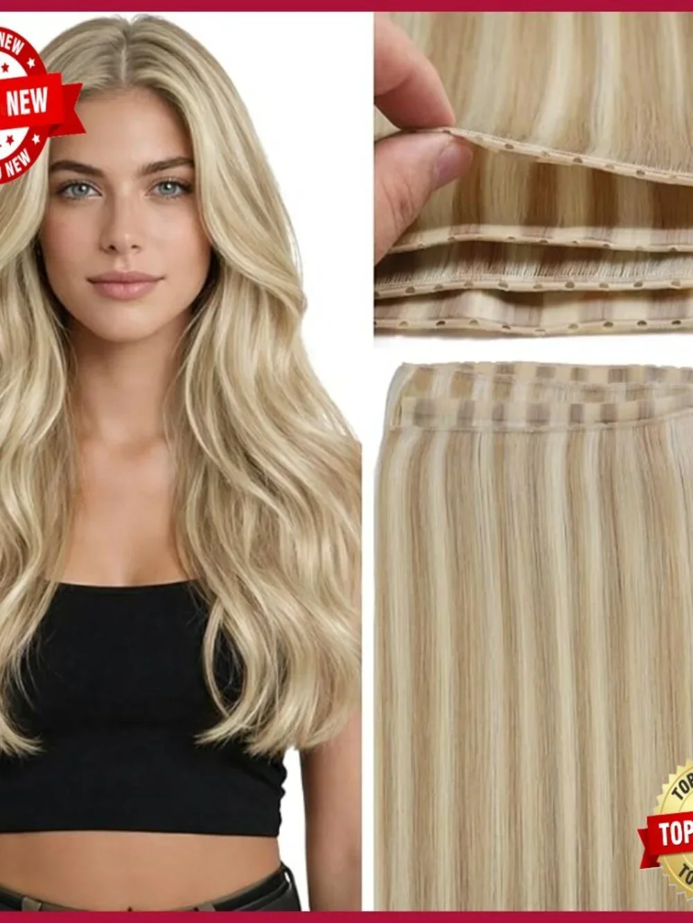 20 Inch Human Hair Extensions Straight Invisible Weft 50G